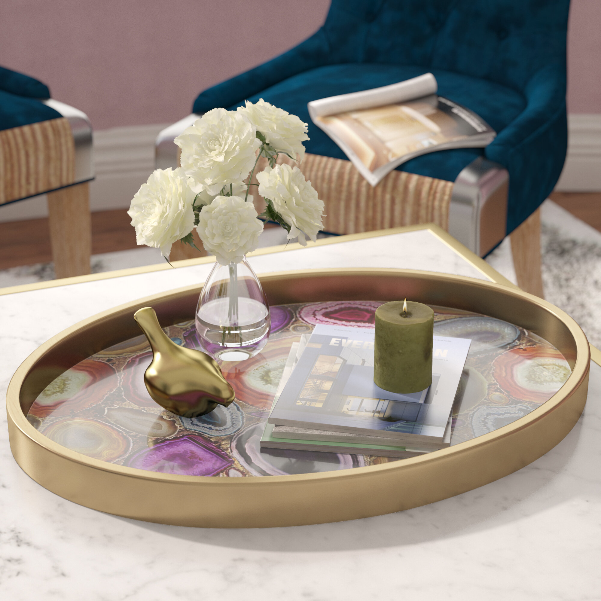 Willa Arlo Interiors Gold Glass Vanity Tray Reviews Wayfair