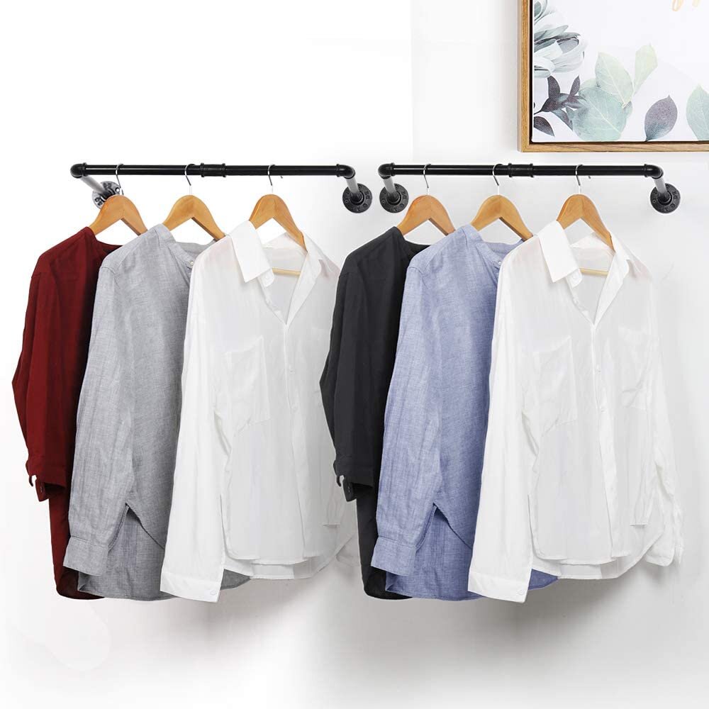 Wall Mounted Clothes Rail Garment Hanger Display Hanging Organiser Shelf
