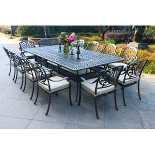 Go to store & view more images Barba Aluminum 13 Piece Sunbrella Dining Set with Sunbrella Cushions by Canora Grey
