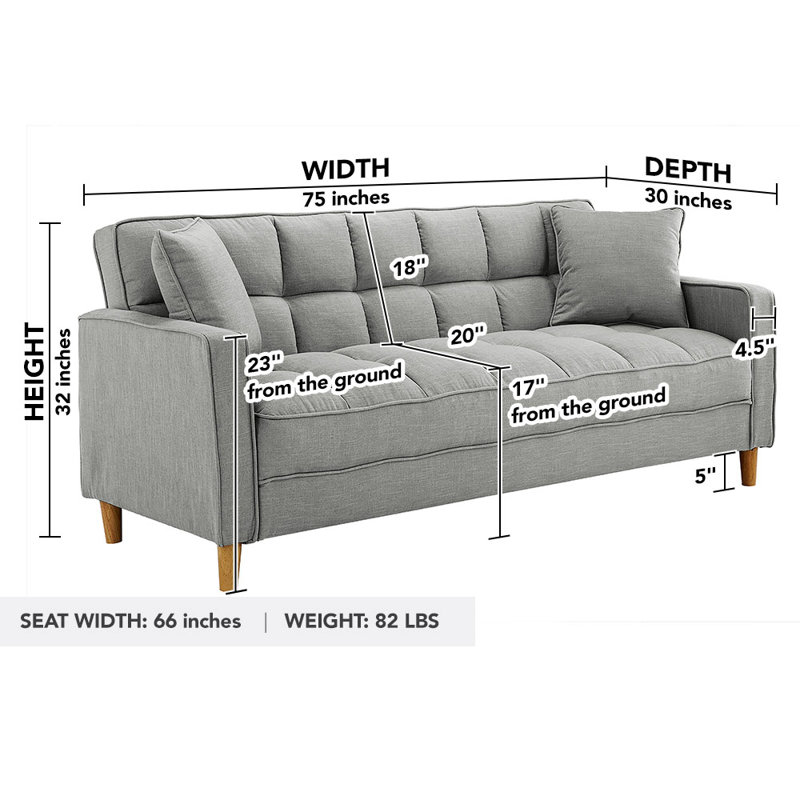 Hashtag Home Corn Modern Fabric 75 Square Arm Tufted Small Space
