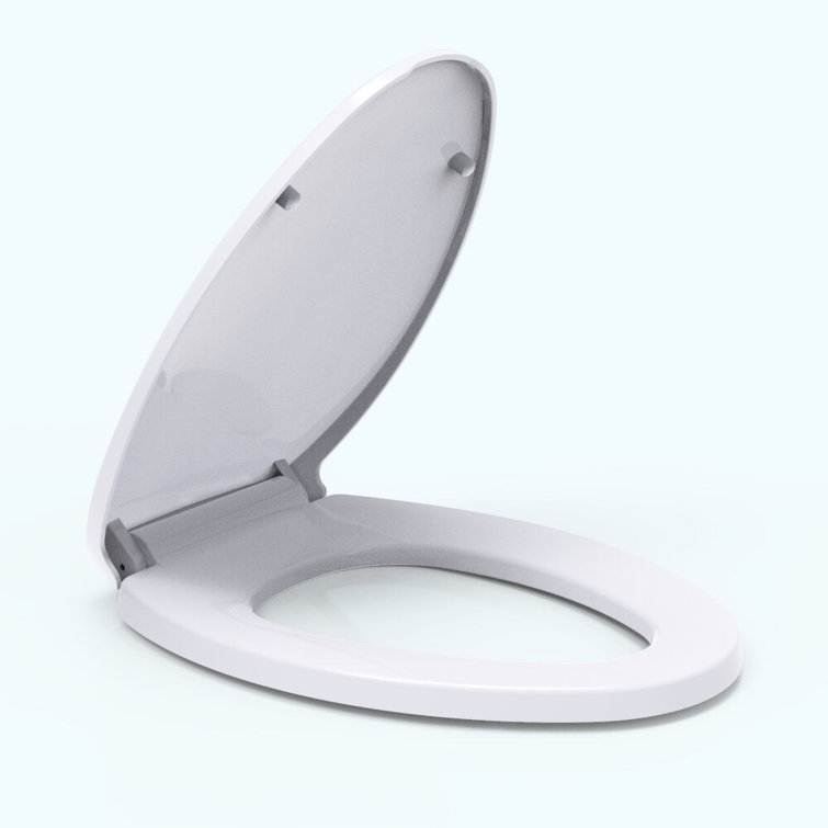 Soft Close Elongated Toilet Seat Quick Release Stainless Steel Bolts Front White 