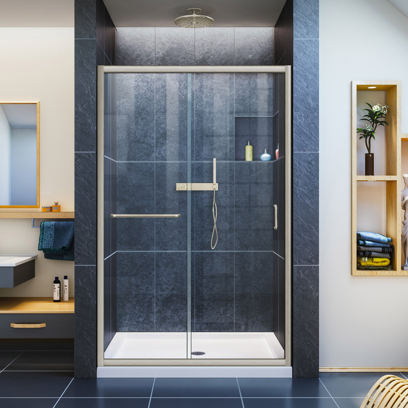 Dreamline Infinity Z 44 W X 72 H Single Sliding Semi Frameless Shower Door Reviews Wayfair