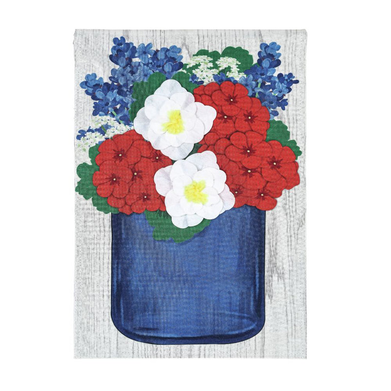Evergreen Enterprises Inc Patriotic Floral Mason Jar 2 Sided Linen 44 X 28 In House Flag Wayfair
