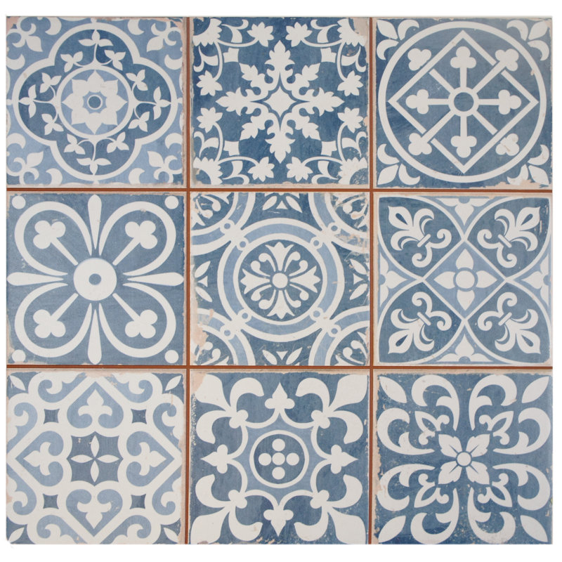 Faventie Azul 13" x 13" Ceramic Field Tile in Blue