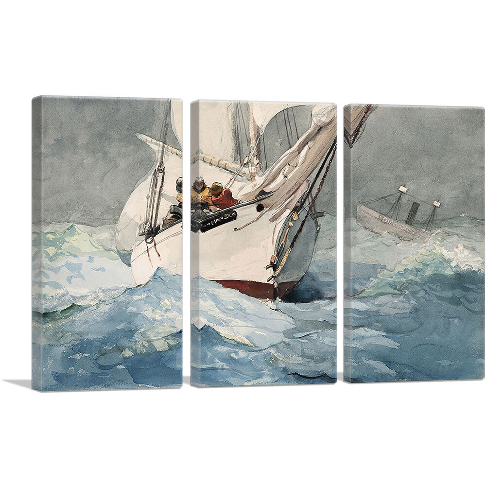 ARTCANVAS Diamond Shoal 1905 by Winslow Homer - 3 Piece Wrapped Canvas ...