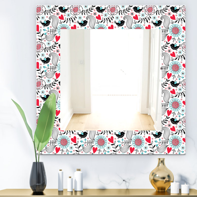 East Urban Home Designart Colourful Floral Pattern Ii Modern Mirror Frameless Vanity Mirror Wayfair Ca