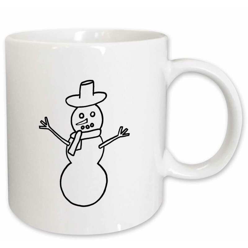 East Urban Home Christmas Snowman Outline Art Drawing Coffee Mug Wayfair