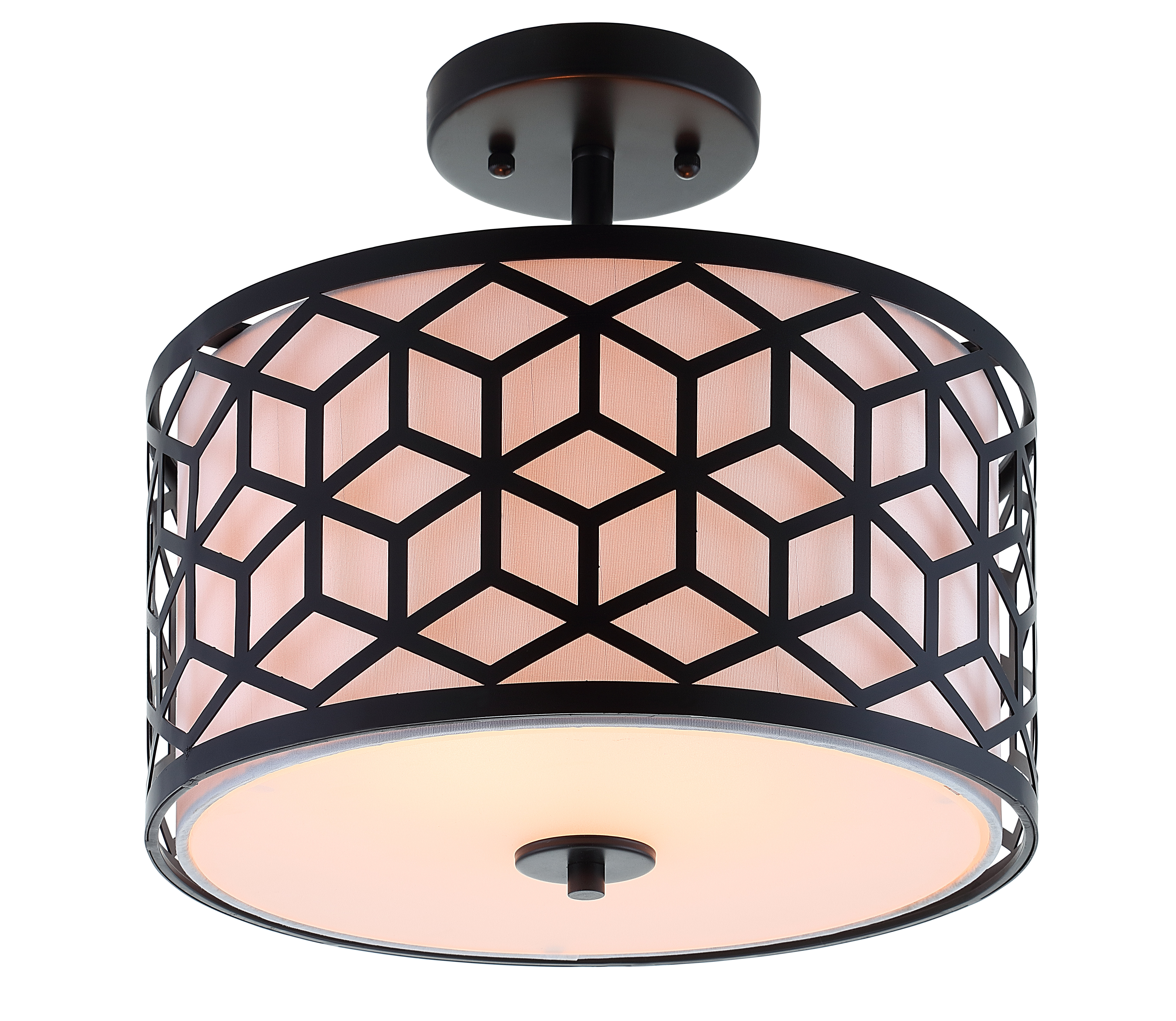 Orren Ellis Hitomi 2 Light 13 Shaded Drum Semi Flush Mount Reviews Wayfair