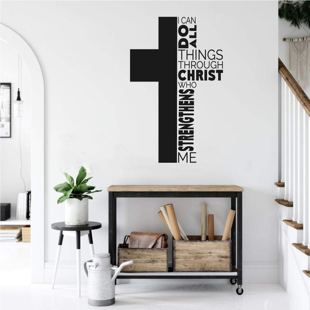 I can Do All Things Through CHRIST Wall Sticker Vinyl Decals Wall Art Lettering 