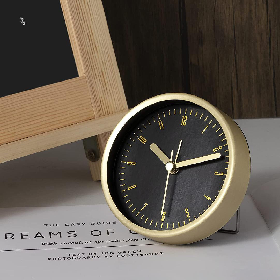 Rose Gold Shelf Desk Alarm Clock NO-Ticking Silent Kids Battery Operated Clock 