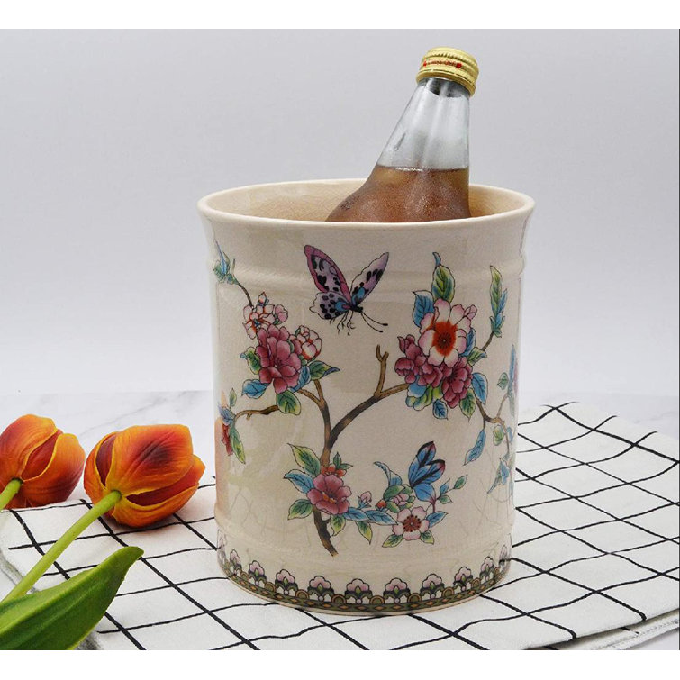 Utensil Crock, Ceramic Kitchen Utensil Holder For Countertop Large Kitchen  Tool Organizer, Butterfly Ice Crack Cutlery Caddy, Cream White