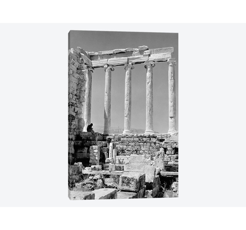 East Urban Home 1960s Anonymous Book Reader Sitting Among Greek Columns Architecture Ruins Before Restoration Parthenon Athens Acropolis Photographic Print On Wrapped Canvas Wayfair