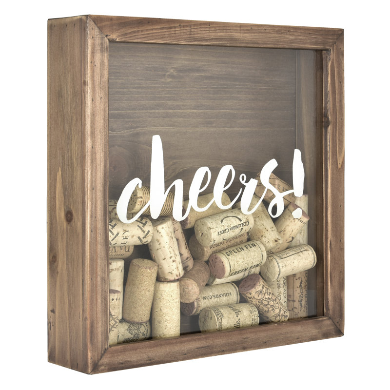 Winston Porter Cheers Wine Cork Holder Shadowbox Wall Decor