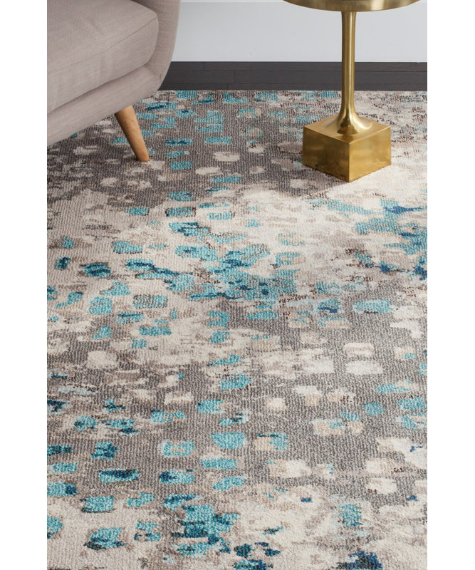Indira Gray Light Blue Area Rug