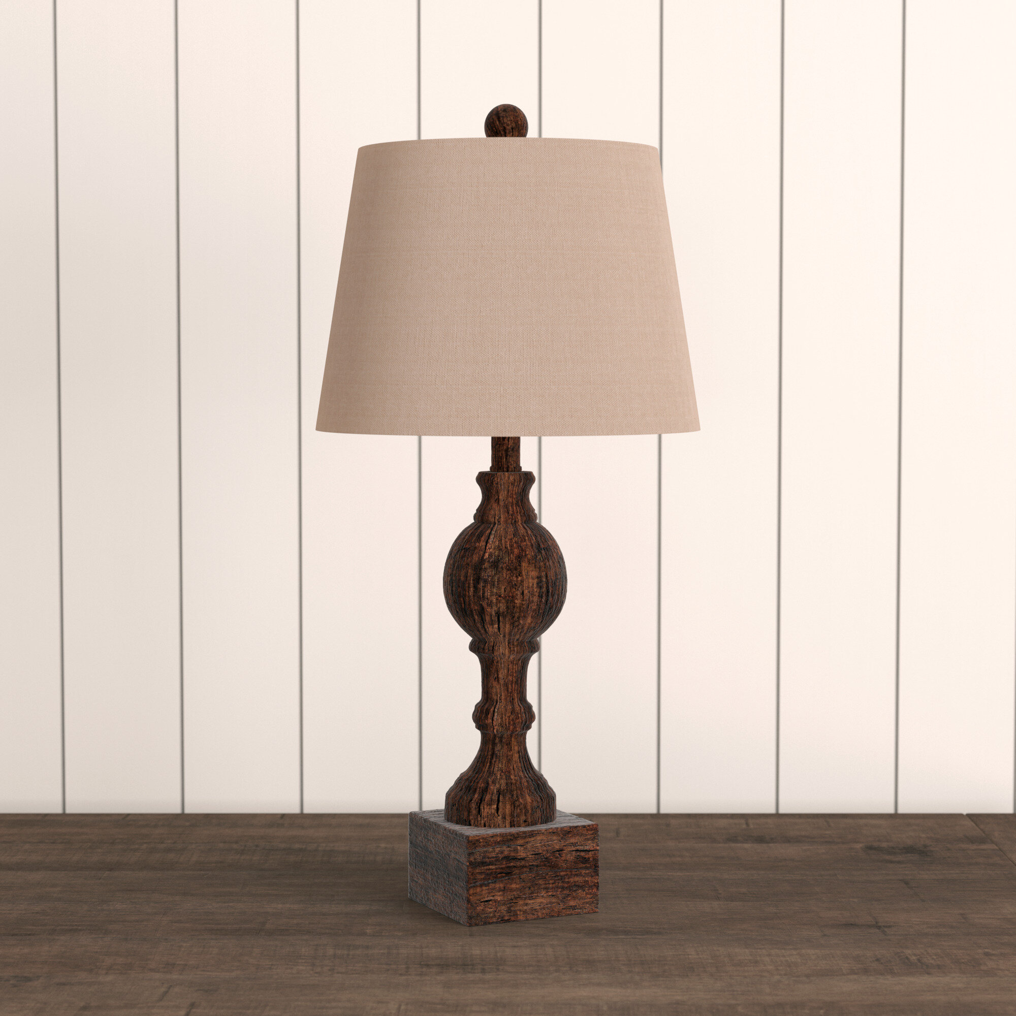 distressed wood table lamp