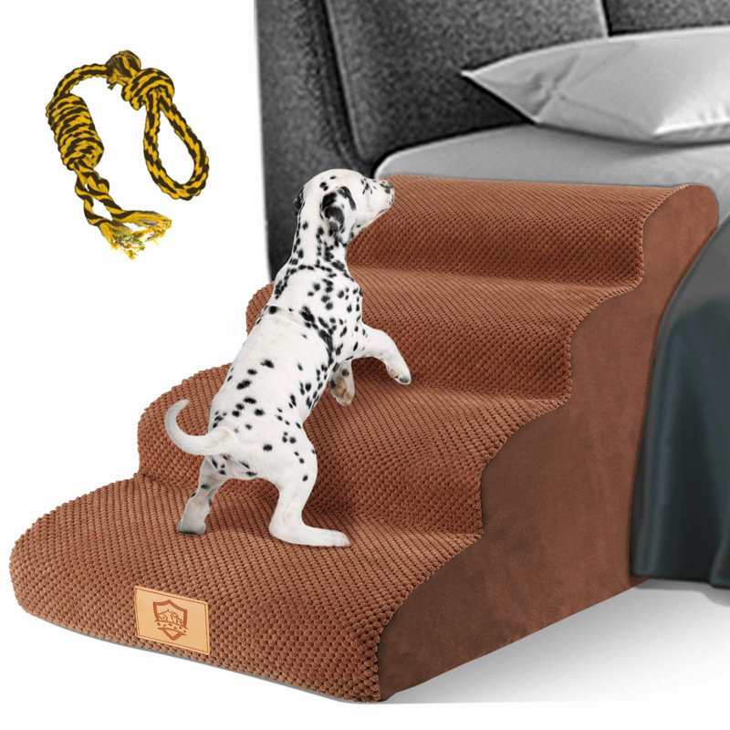 SAINSPEED 3 Tiers Dog Stairs, High Density Foam Dog Steps For Bed And