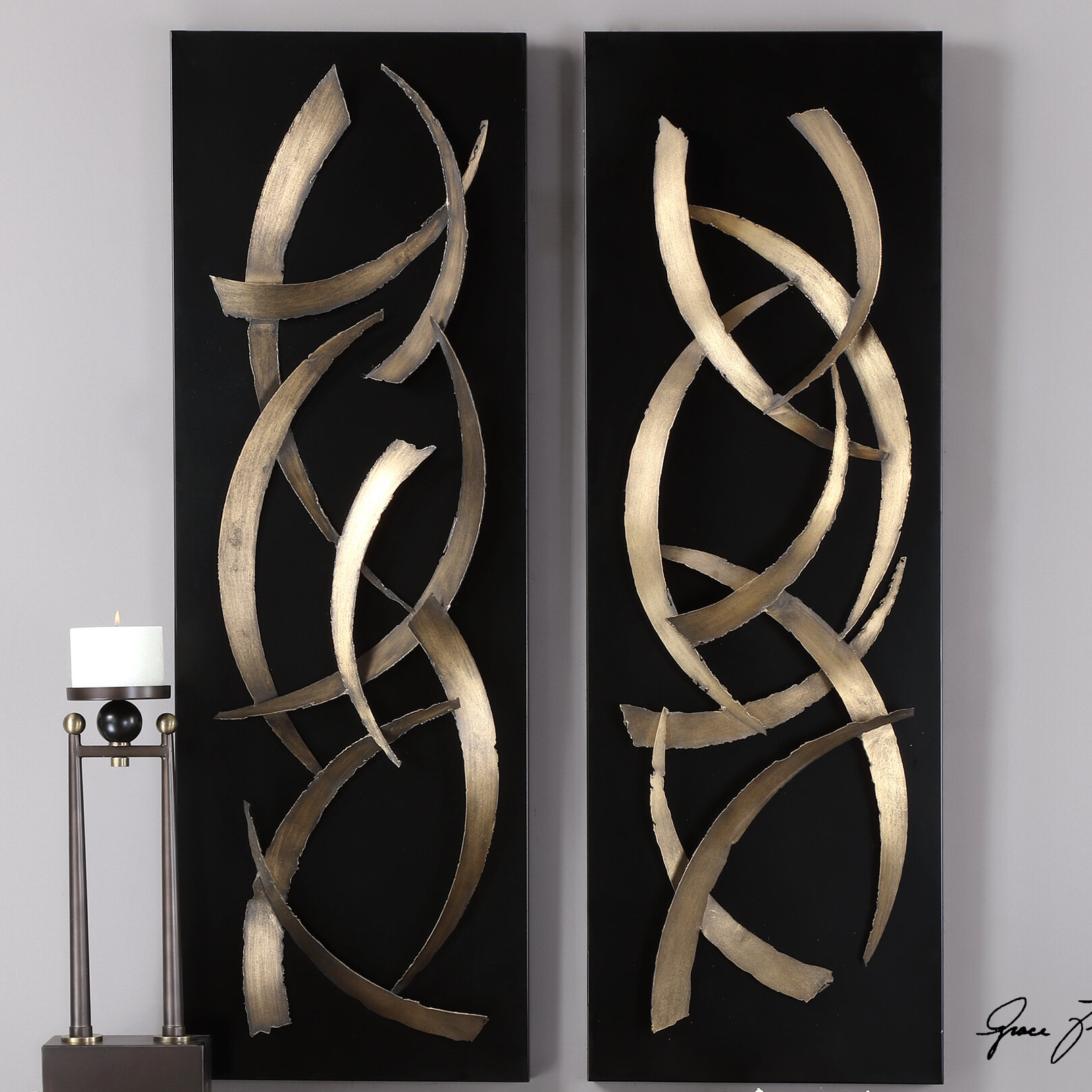 Mercer41 Brushstrokes 2 Piece Wall Art Set On Metal Reviews Wayfair