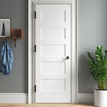 Paneled Wood Primed Equal Interior Shaker Standard Door