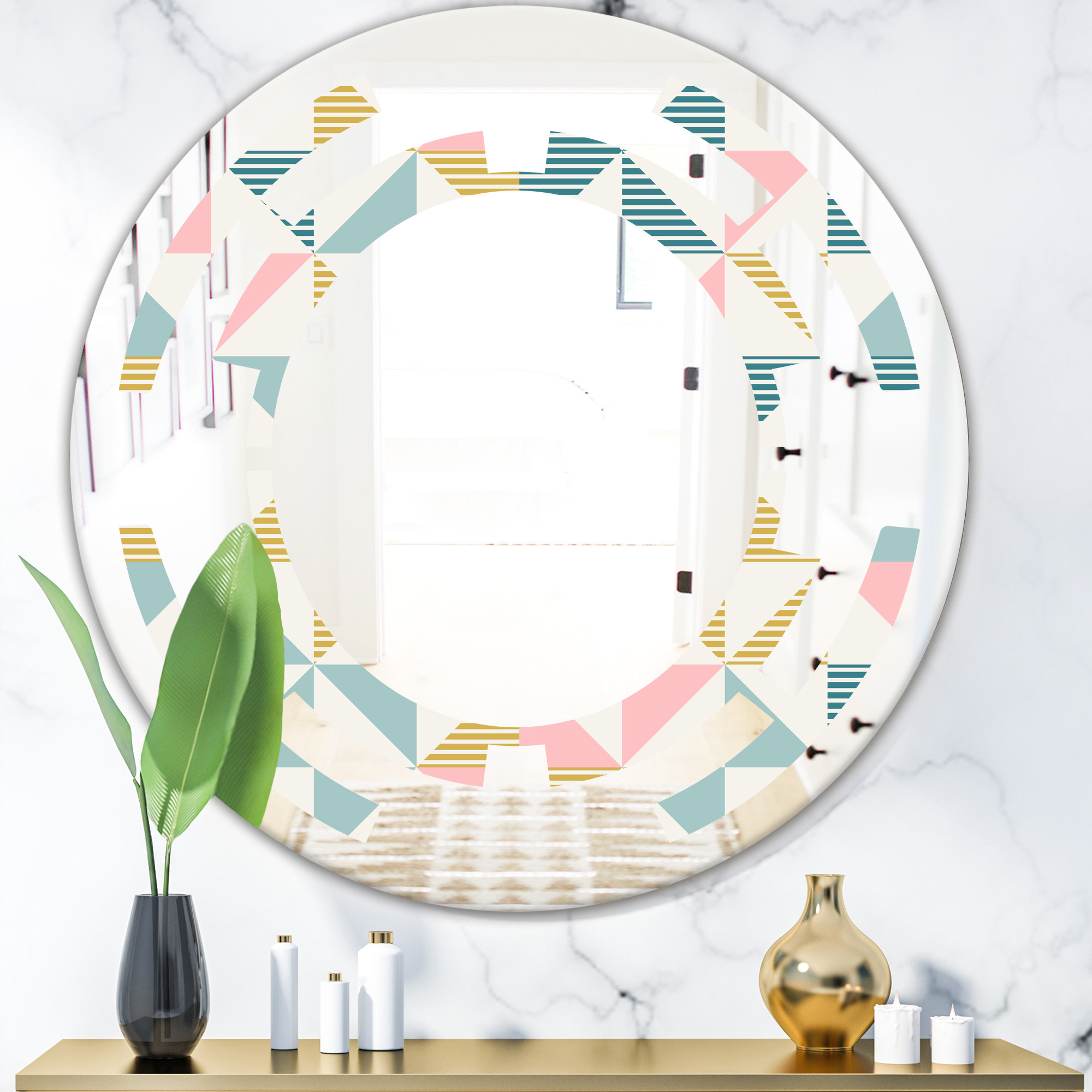 East Urban Home Space Diamond Retro Ii Cottage Americana Frameless Wall Mirror Wayfair
