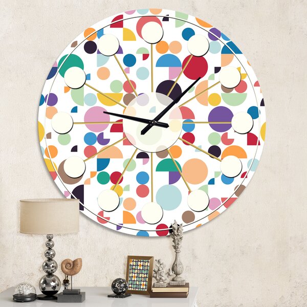 East Urban Home Oversized Abstract Circular I Mid-Century Wall Clock ...