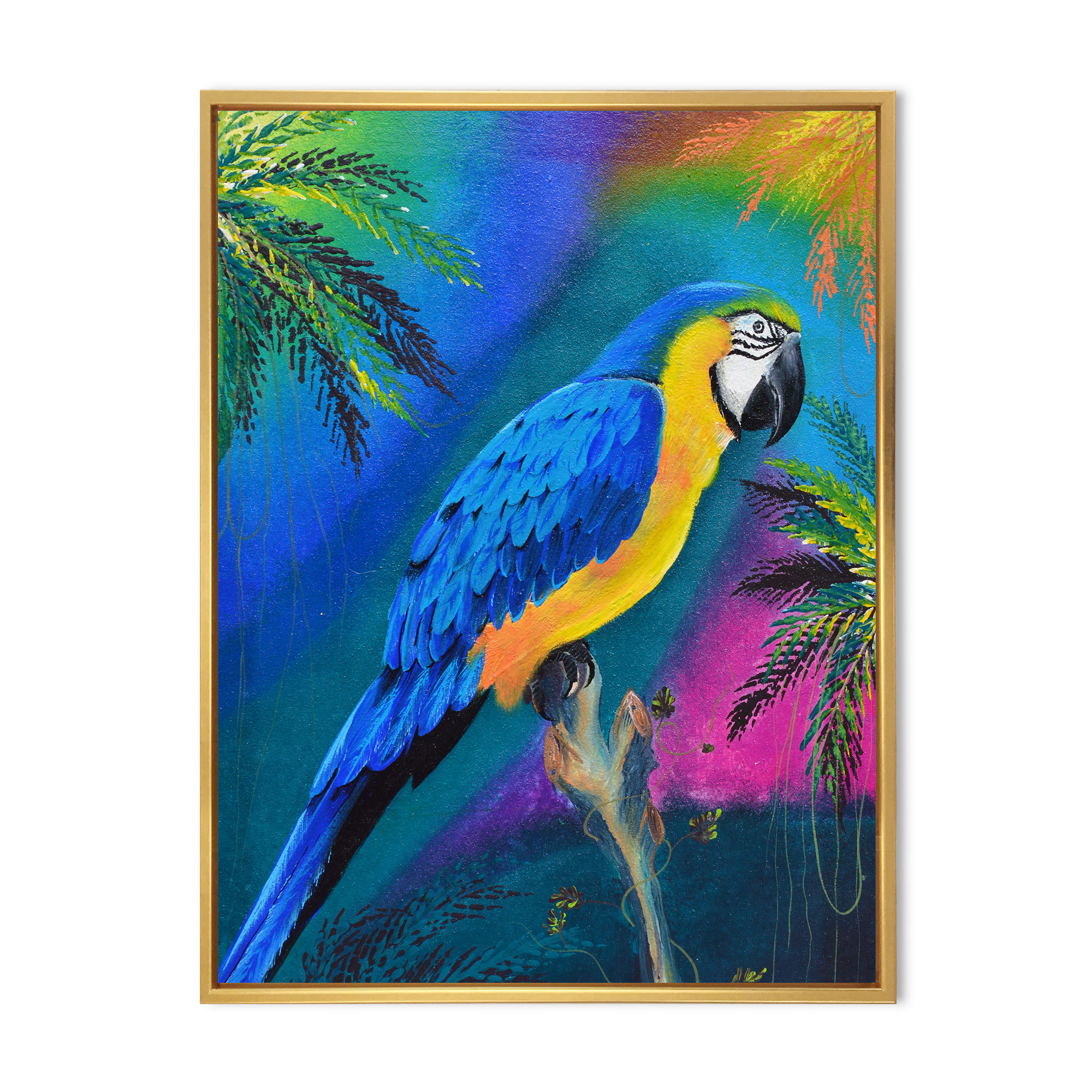 blue macaw painting