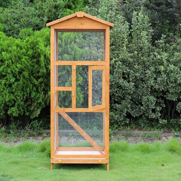 Large Wooden Bird Cage Parrot Cockatiel Macaw Walk In Aviary Play Top Pet House 