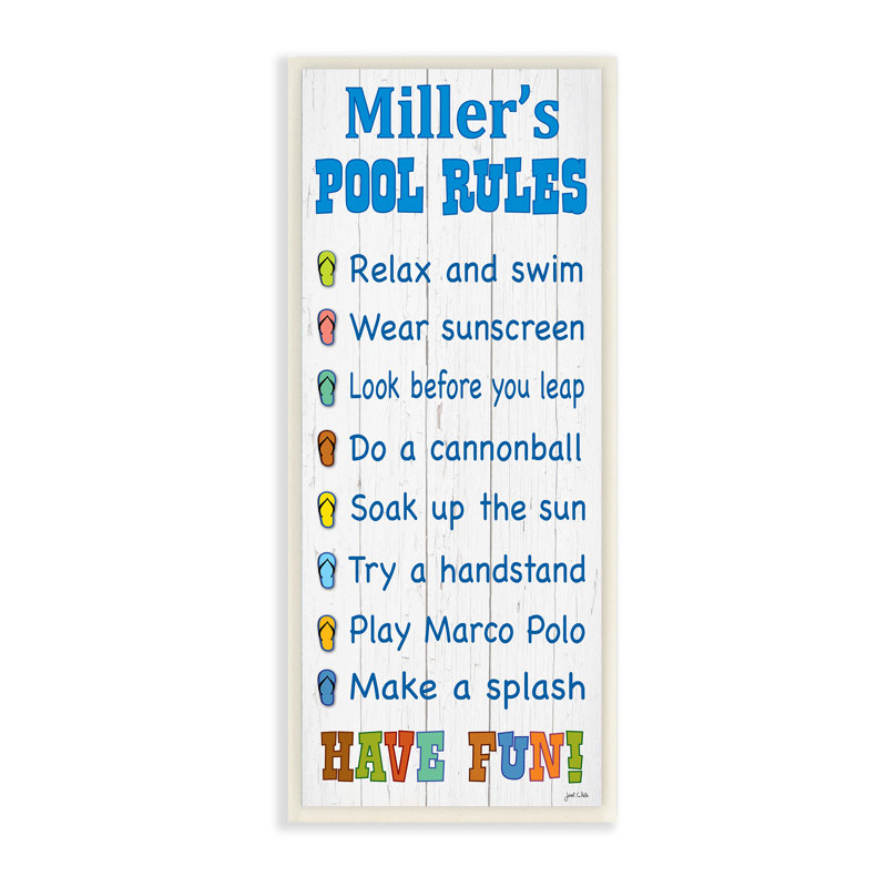 Stupell Industries Personalized Pool Rules With Sandals Skinny Textual Art Plaque Wayfair