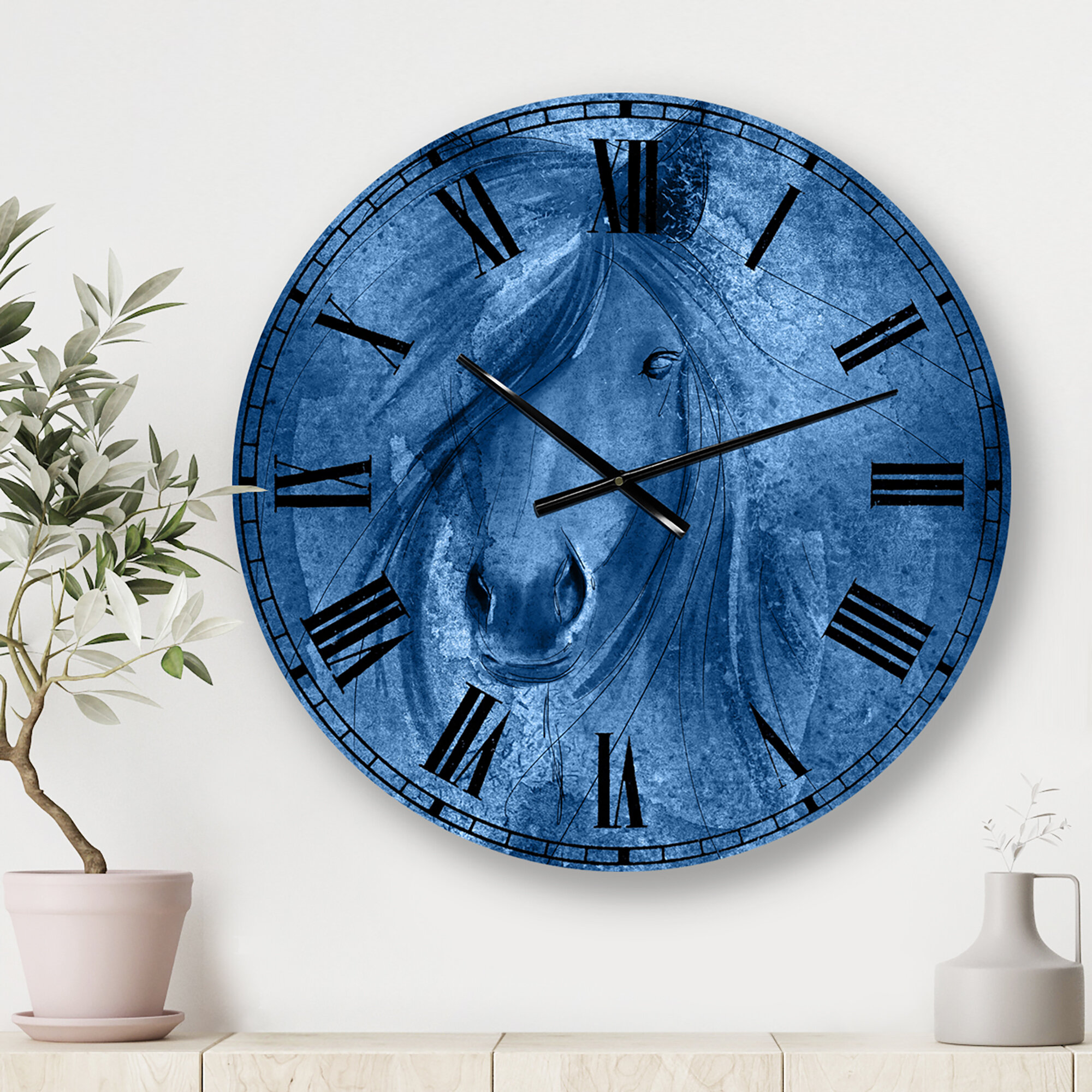 East Urban Home Oversized Horse X Wall Clock Wayfair