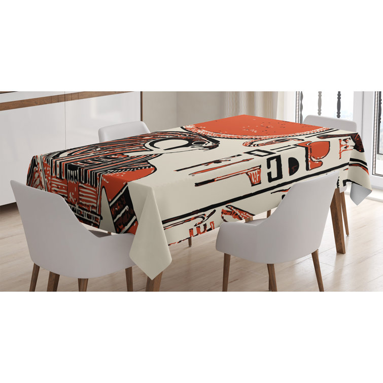 East Urban Home Ambesonne Egyptian Tablecloth Papyrus With Graphic Print With Egyptian Language Vintage Art Print Rectangular Table Cover For Dining Room Kitchen Decor 52 X 70 Red Cream Wayfair