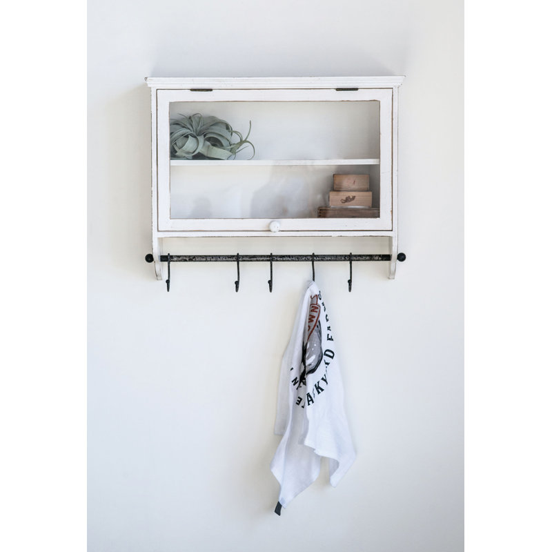 Ingrassia Wood/Glass with Hooks Wall Shelf & Reviews Birch Lane