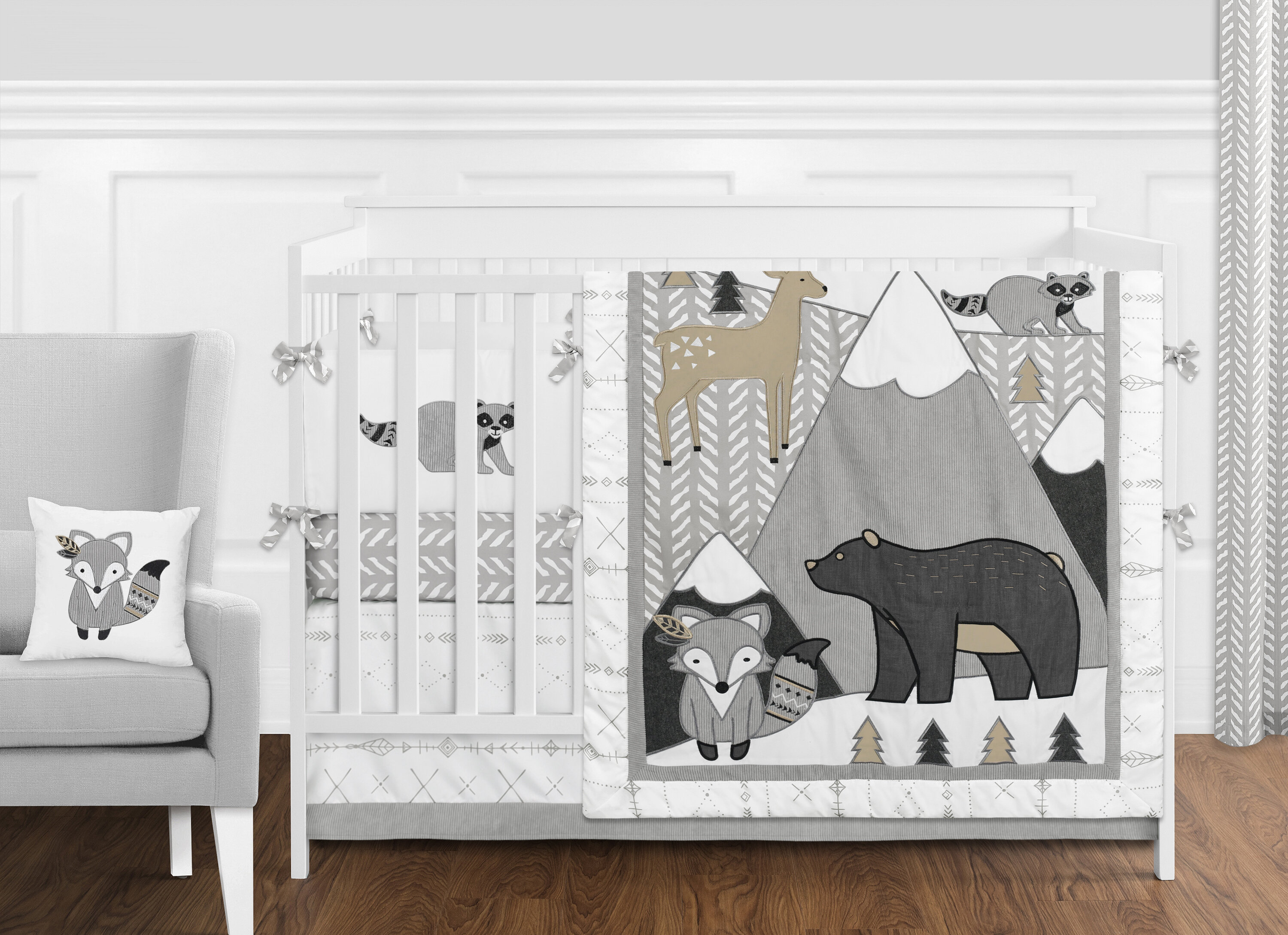 Baby Nursery Baby Grey Tan Aqua White Nojo Dreamer Little Woodland