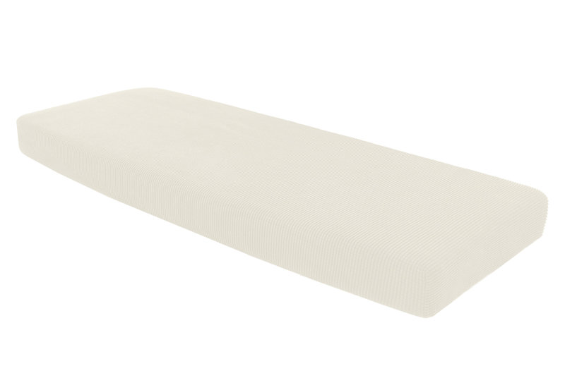 Dlerfeut Box Cushion Sofa Slipcover Fabric: Ivory White