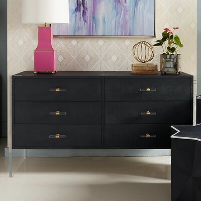 Worlds Away 62" Wide 6 Drawer Wood Sideboard