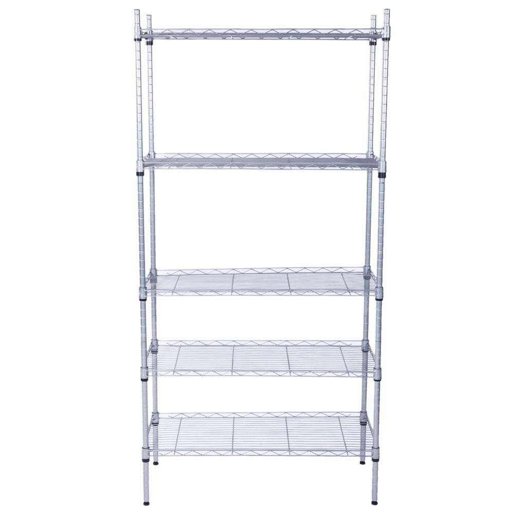 Books for Both Household and Restaurant Compact 6 Layers Carbon Steel Sturdy Storage Rack Silver Color for Shoes Storage 
