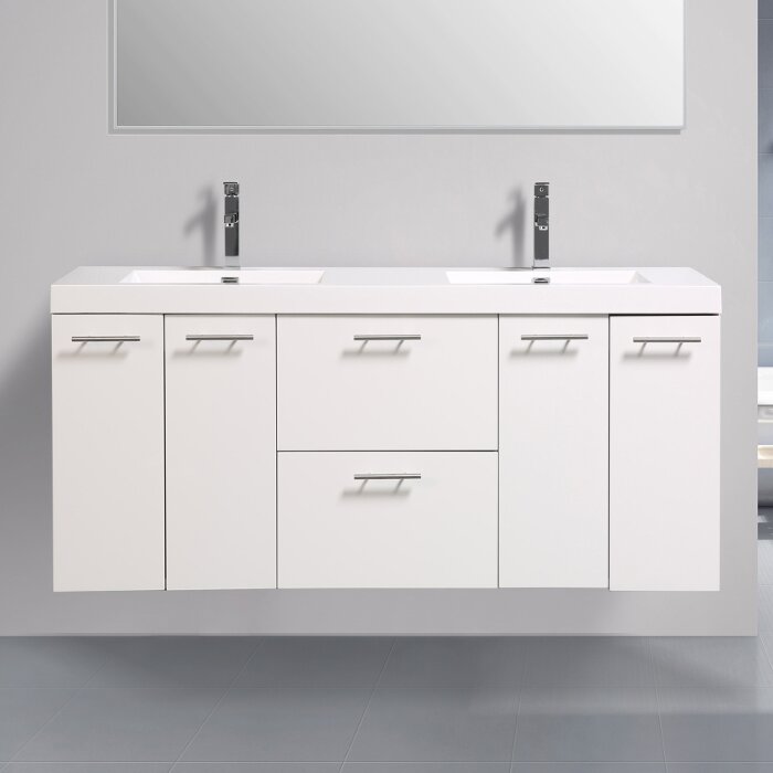 Orren Ellis Ophir 72 Wall Mounted Double Bathroom Vanity Set