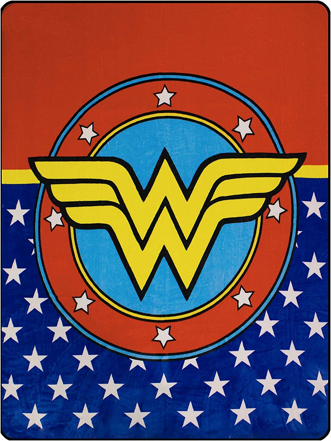 DC Comics Wonder Woman Shield Royal Queen Size FLANNEL Blanket Faux Mink 