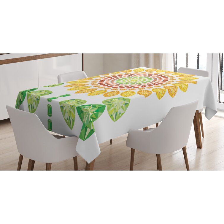 Orange Flower Yellow Sunflower Square Tablecloth 60 x 60 Inch Romantic Table Cover Mat Modern Table Cloth for Kitchen Dining Room Party Wedding Home Decoration