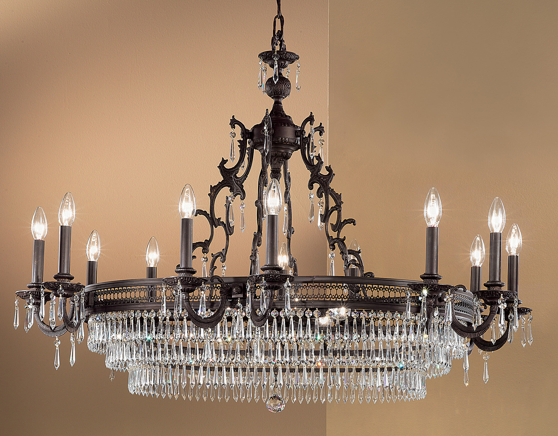 wagon wheel crystal chandelier