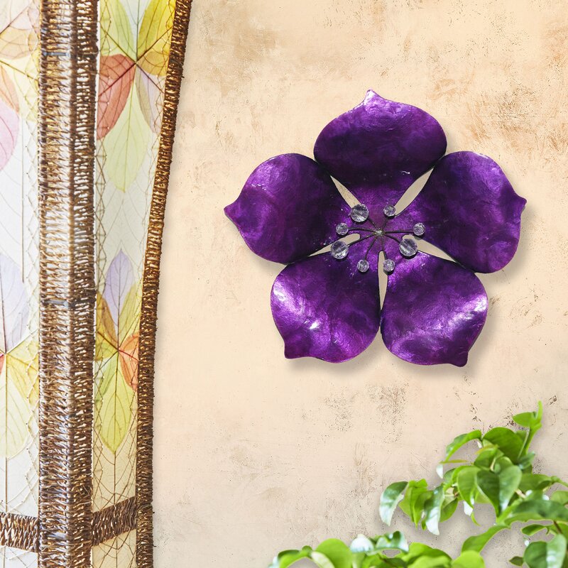 Purple Wall Art - Coastal Metal Flower Wall Decor