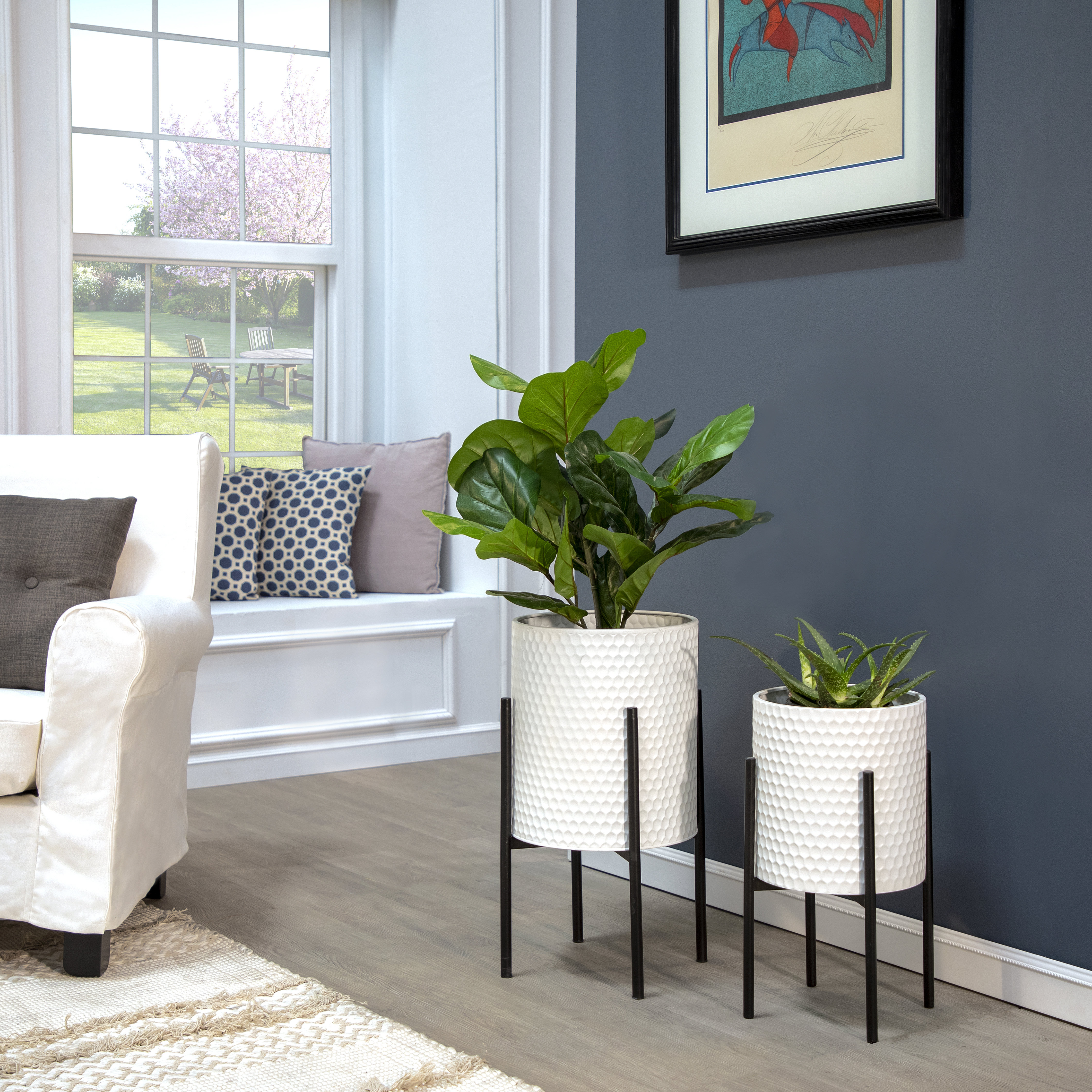 Mercury Row Aiken 2 Piece Metal Pot Planter Set Reviews Wayfair