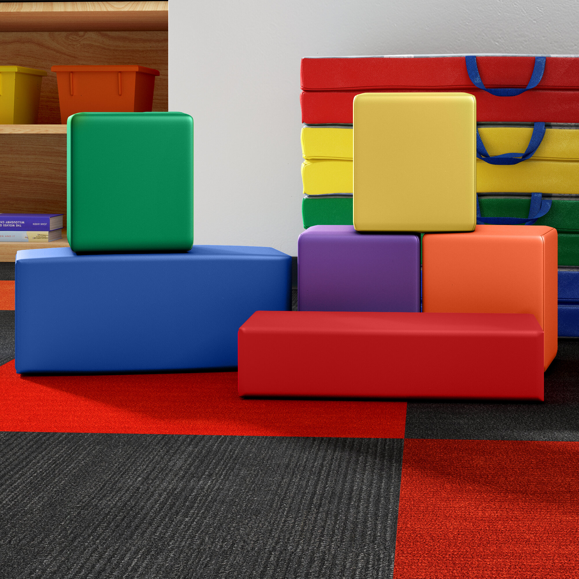 Factory Direct Partners SoftScape Ring Around Soft Modular Seating Set for Toddlers and Kids - Contemporary Playrooms Colorful Flexible Seating for Classrooms 6-Piece Set Daycares 