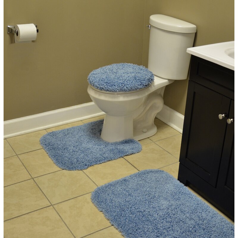 3-Piece Solid Bathroom Set Bath Mat Toilet Lid Cover Purple-Toilet lid-Shower mat non slip-Non slip rug-Toilet cover-Bathroom rugs set-Toilet seat covers for bathroom-Bathroom rugs and mats sets
