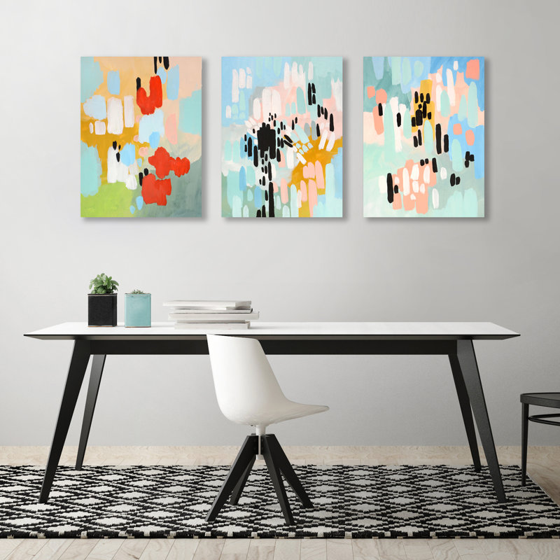 Abstract 3 Piece Picture Frame Graphic Art Print Set On Canvas