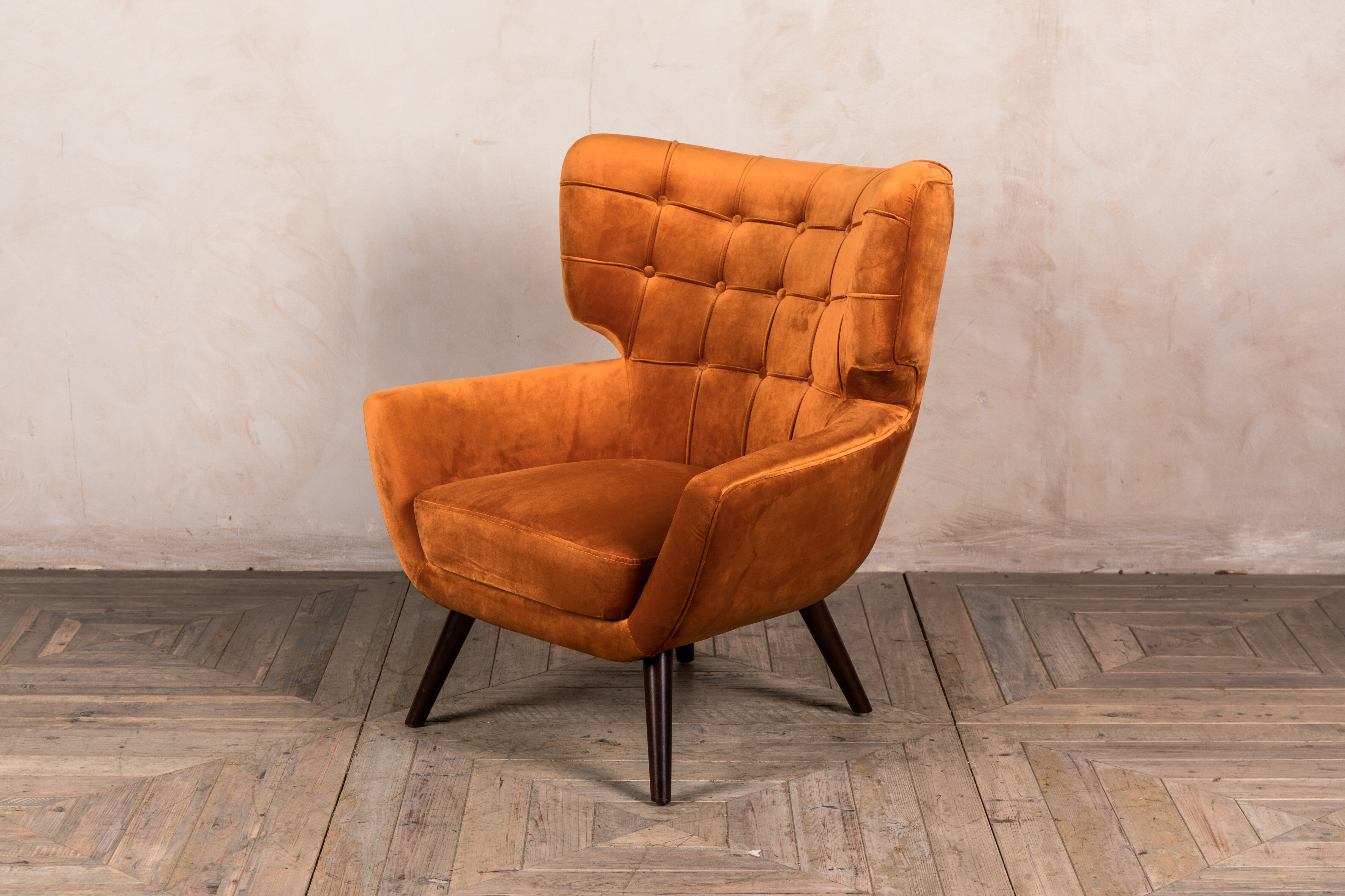 orange wingback chair