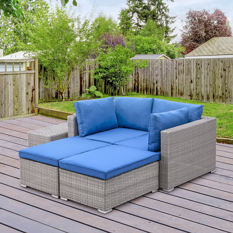 Bayou Breeze Kanye 5 Piece Rattan 2 Person Seating Group With Cushions Reviews Wayfair Ca