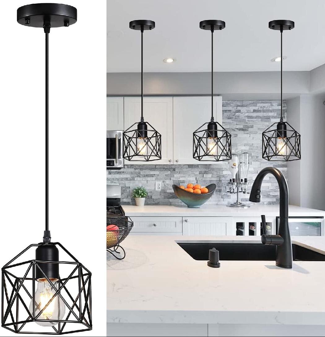 Vintage Wire Cage Industrial Retro Hanging Pendant Lamp Kitchen Ceiling Lighting 