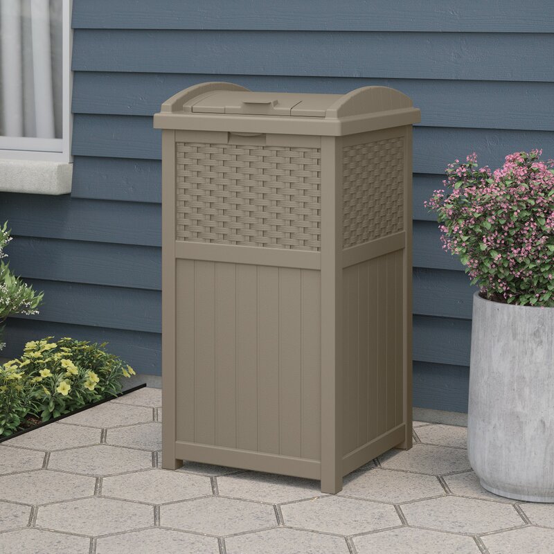 Suncast Wicker Hideaway 30 Gallon Trash Can & Reviews | Wayfair