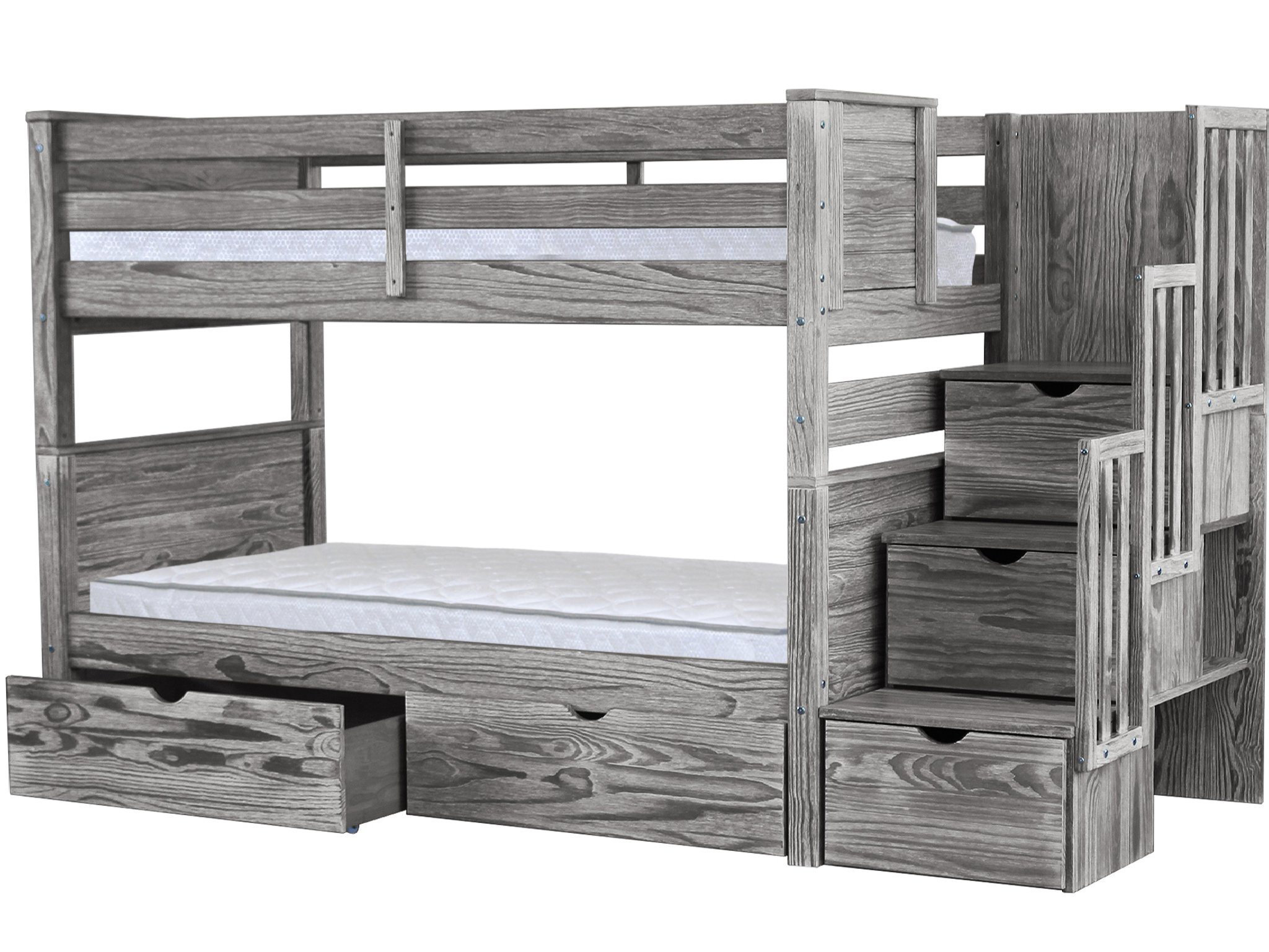 Harriet Bee Flitwick Twin Over Twin Stairway Bunk Bed With Drawers