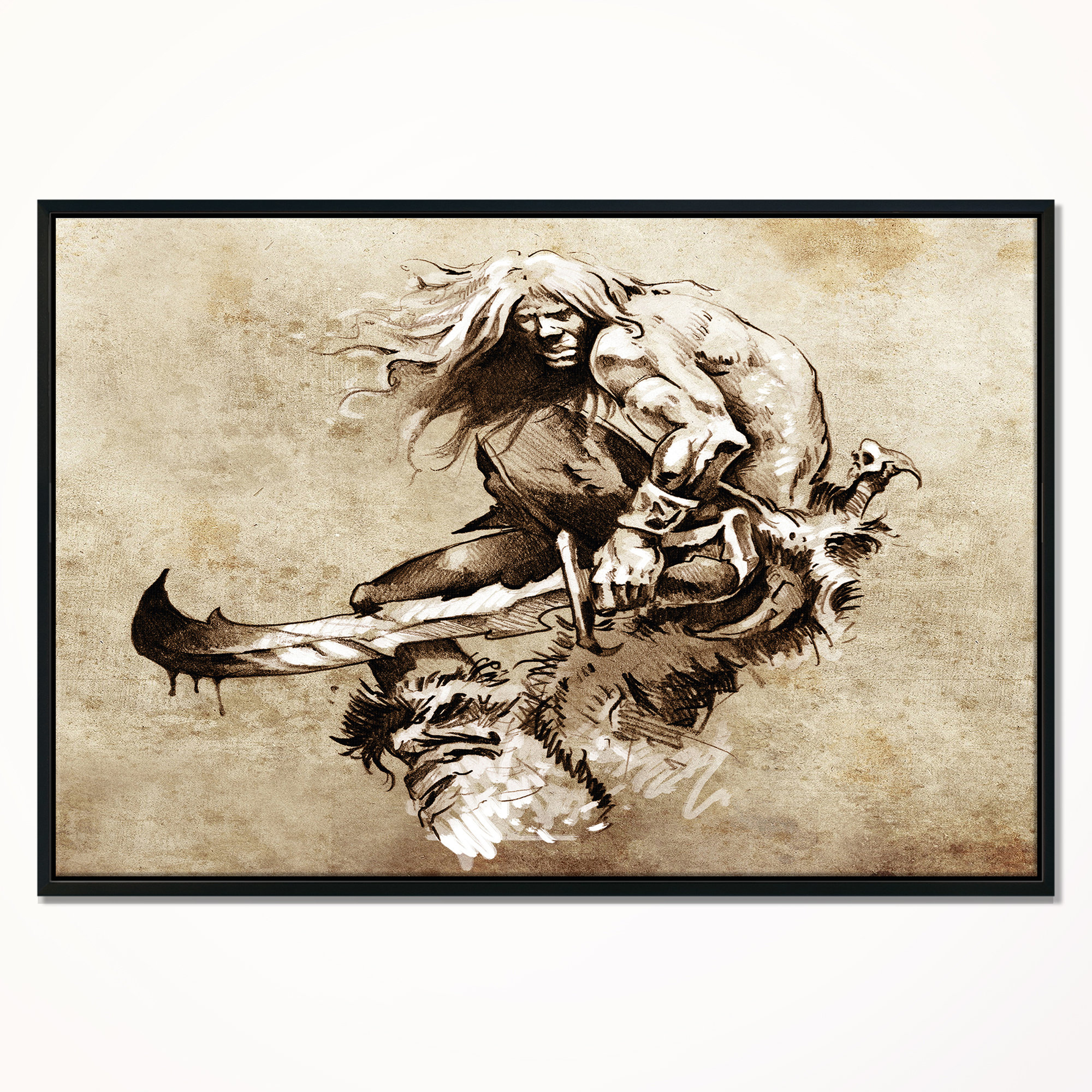 East Urban Home Warrior Fighting Tattoo Art Framed Print On Wrapped Canvas Wayfair