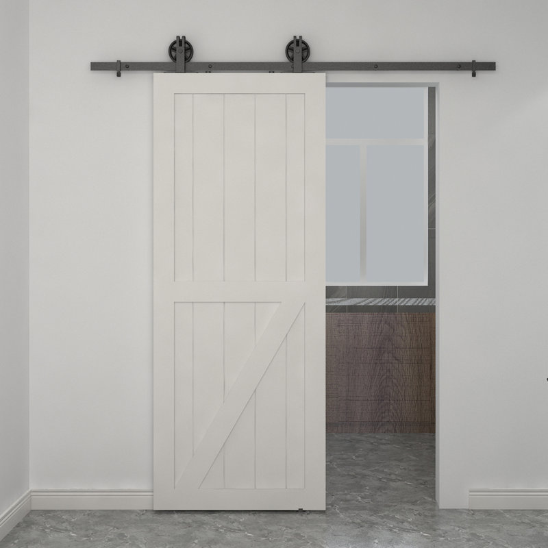 Colonial Elegance Paneled Wood Unfinished Half Check Barn Door